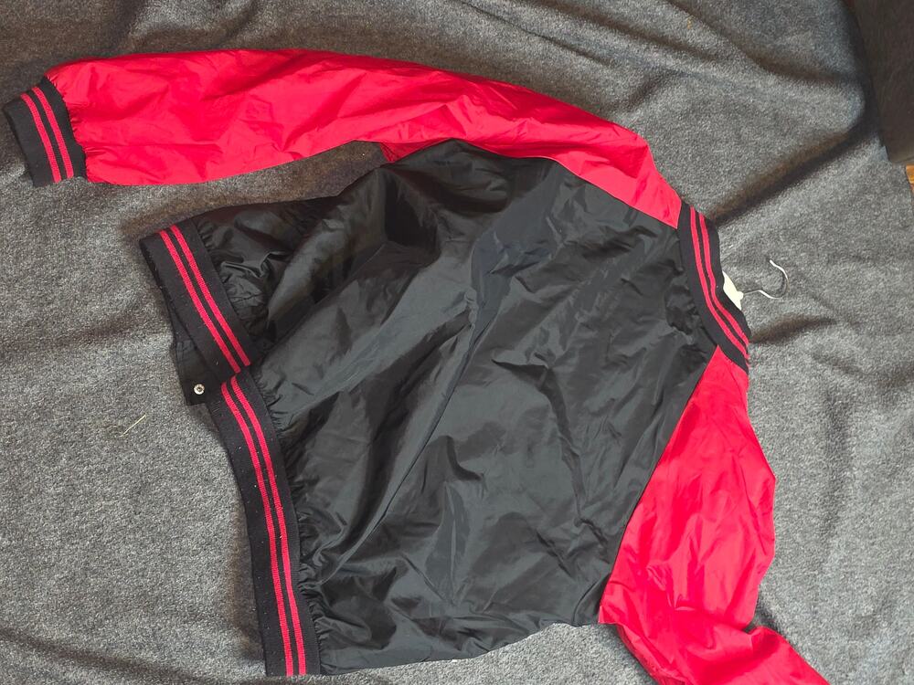 Vintage Russell Athletic Varsity Bomber Jacket XL Black Red Flannel Lined USA